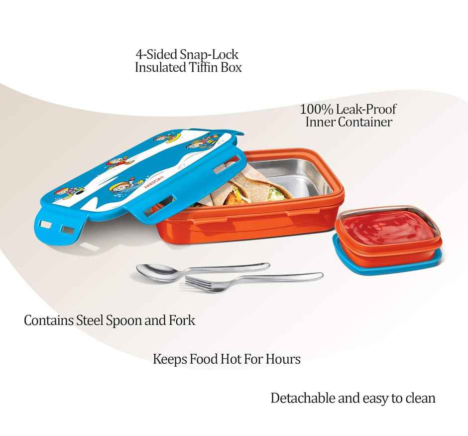 Milton Steely Deluxe Mini Inner Steel Kids Tiffin Box | Orange