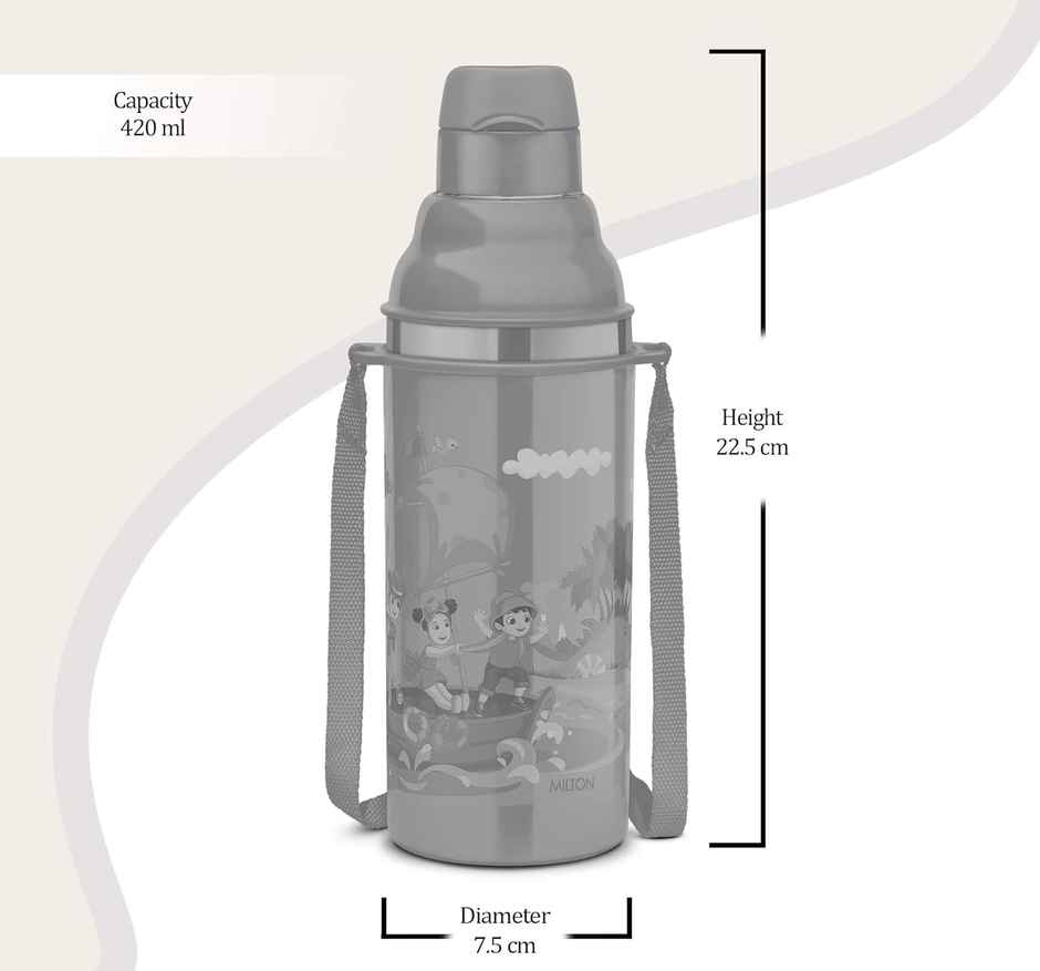 MiLiteron Kool Stunner 400 Kids Plastic Insulated Water Bottle With Straw | 404 ml | Blue