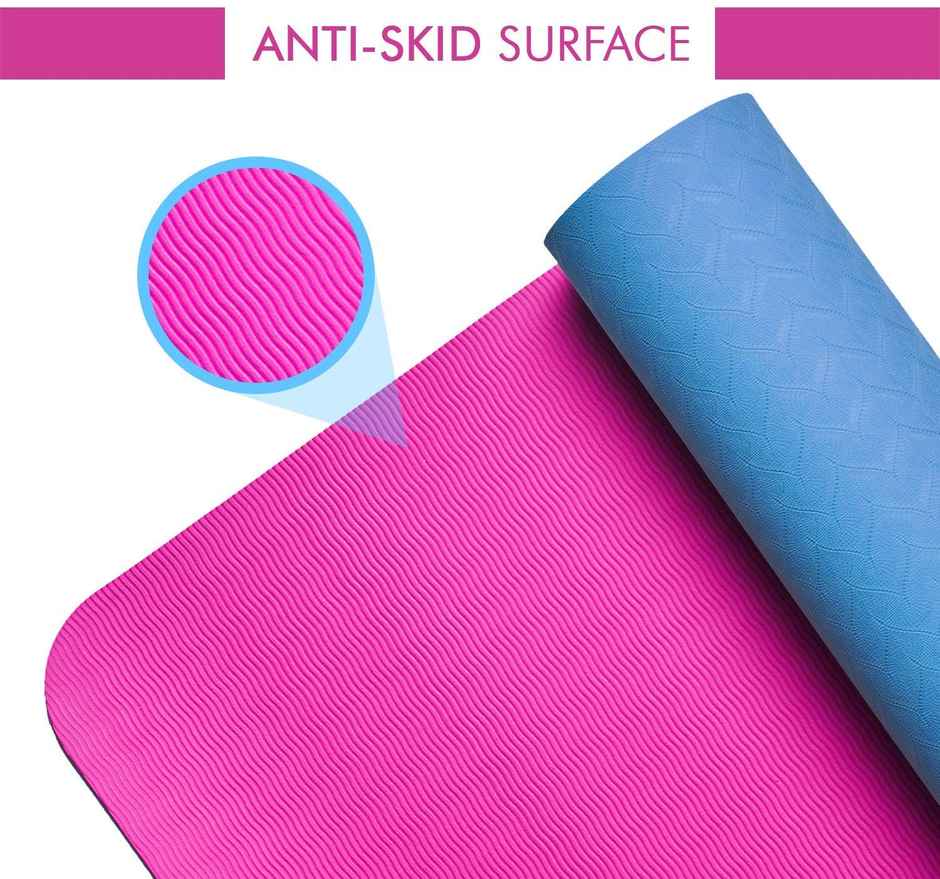 Boldfit Yoga Mat For Women And Men With Cover Bag Tpe Material Extra Thick 6Mm Green Pink