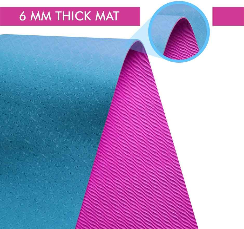 Boldfit Yoga Mat For Women And Men With Cover Bag Tpe Material Extra Thick 6Mm Green Pink