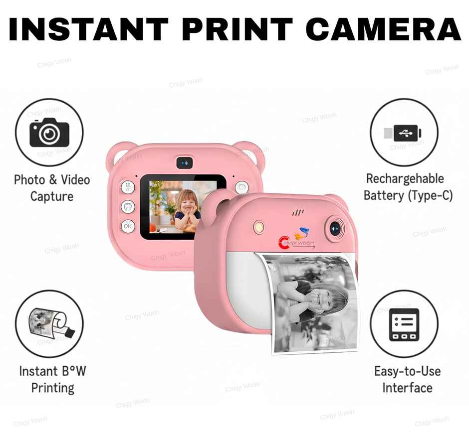 Chigy Wooh Instant Print Digital Camera for Kids | Video Recording | Built-in Printer