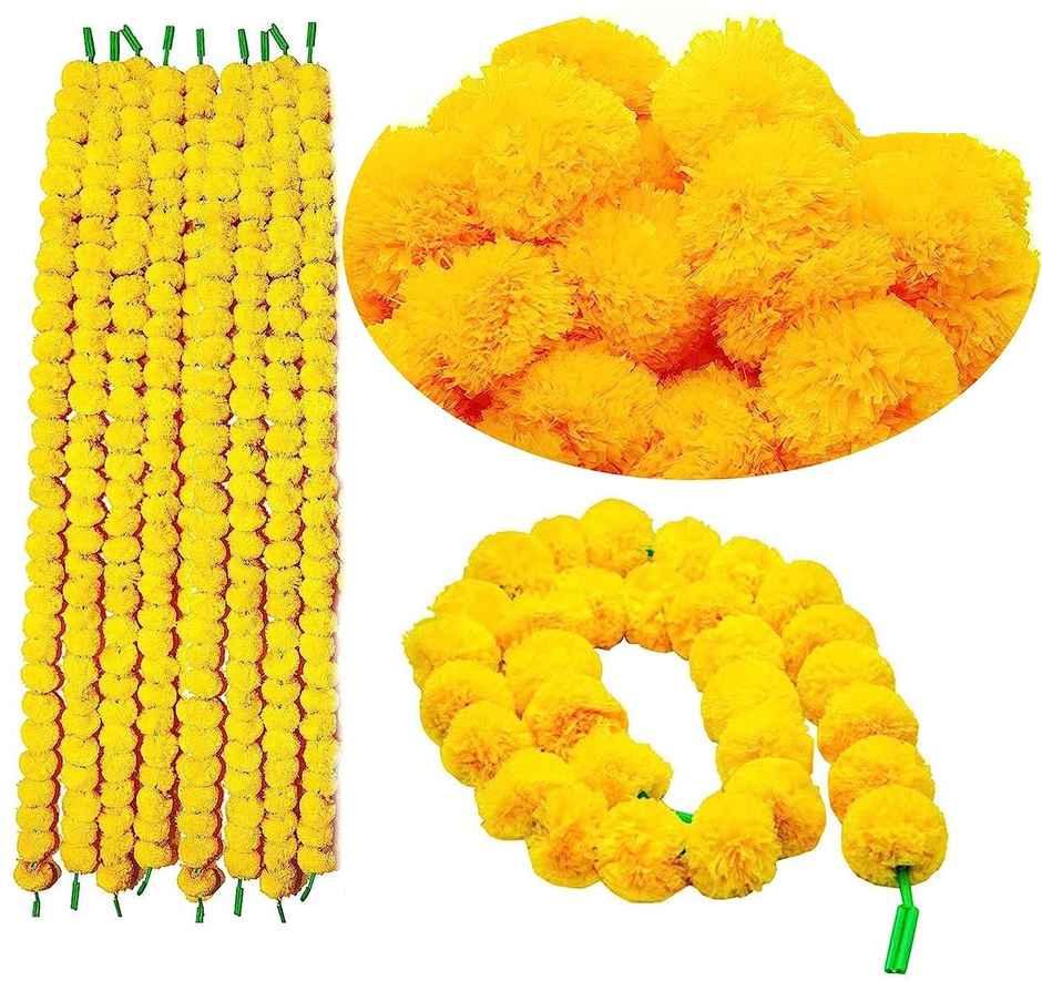 Flower String Bandhanwar | Festival Decoration | Marigold Design | Yellow | Pichai
