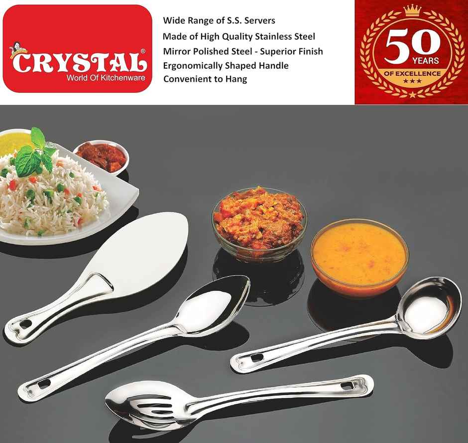 Crystal Basting Stainless Steel Serving Spoon Silver