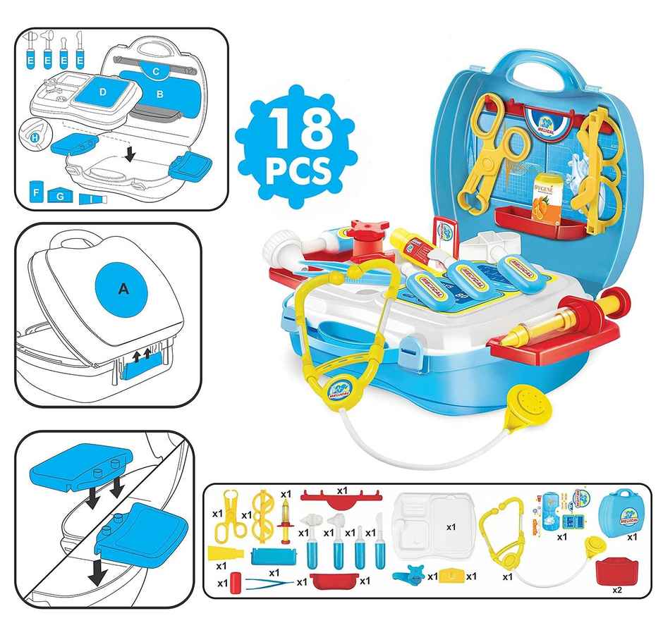 Wembley Pretend Play Doctor Play Sets For Kids Doctor Kit Toys With Suitcase (Doctor Set - Box)