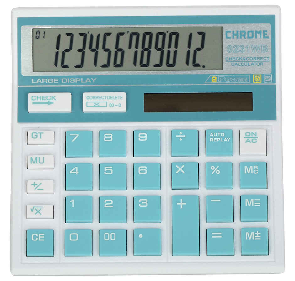 Chrome 9231W Check & Correct Basic 12 Digits Calculator.