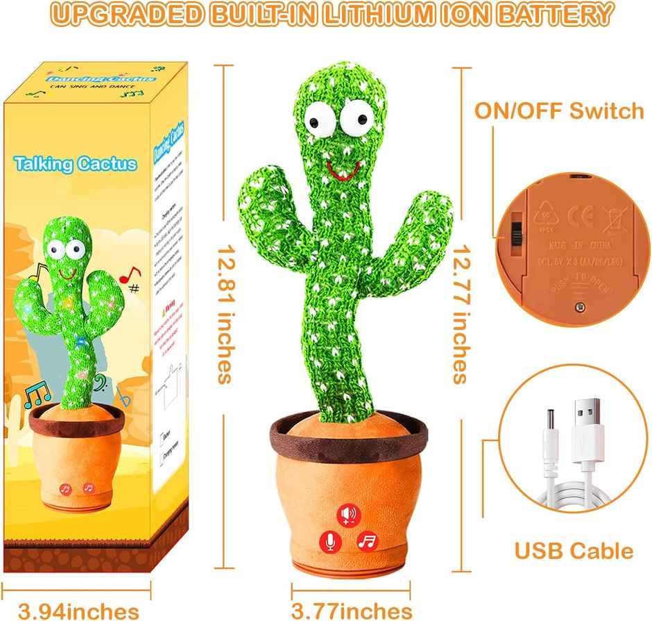 Storio Rechargeable Dancing Cactus Baby Toy | Talking & Singing Musical Toy
