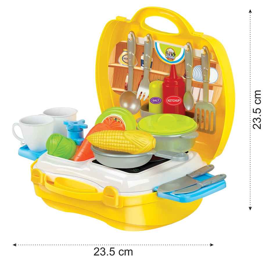 Kingdom Of Play Luxury Kitchen Set Cooking Toy With Suitcase And Kitchen Accessories Multicolor
