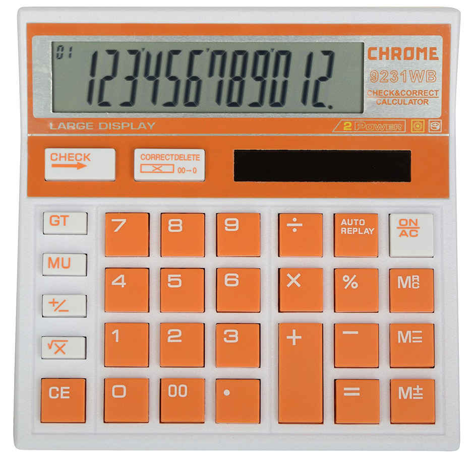 Chrome 9231W Check & Correct Basic 12 Digits Calculator.