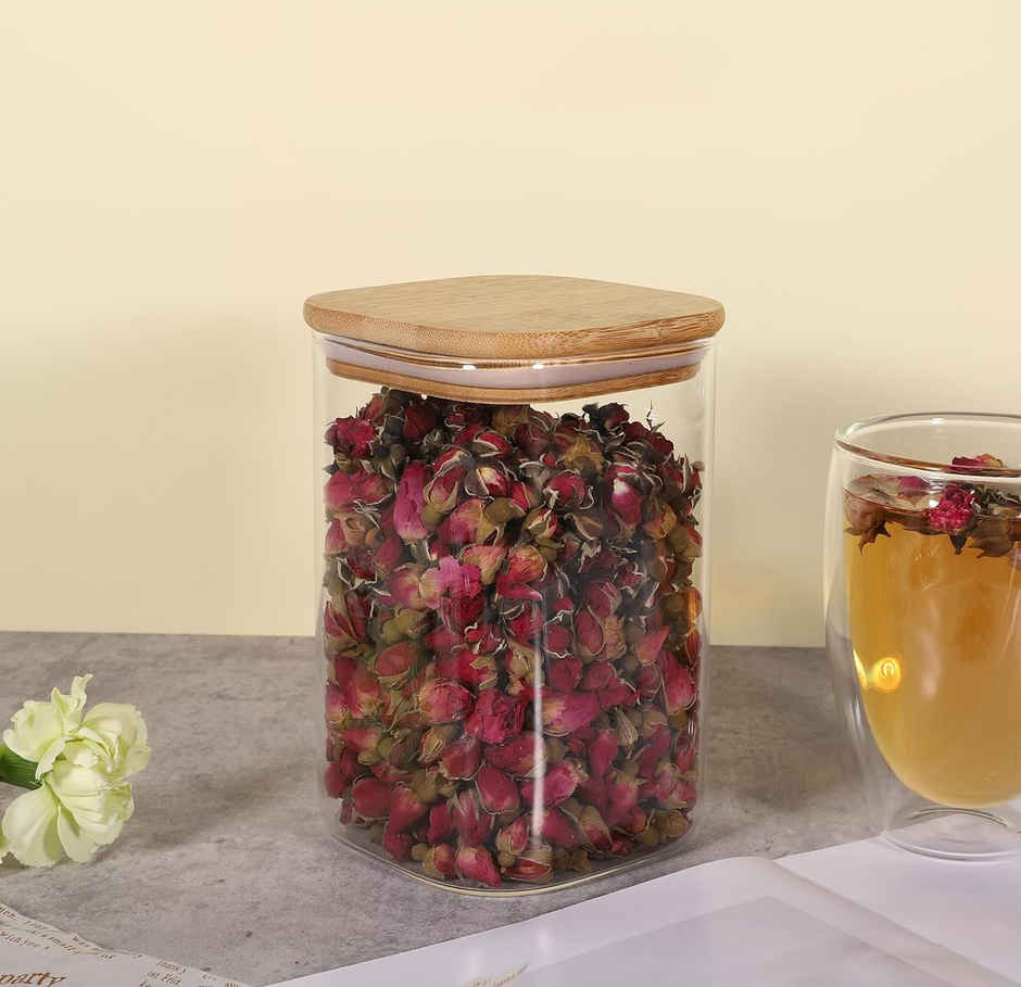 Buy Femora Kitchen Storage Jars Borosilicate Glass Jar With Wooden Lid ...