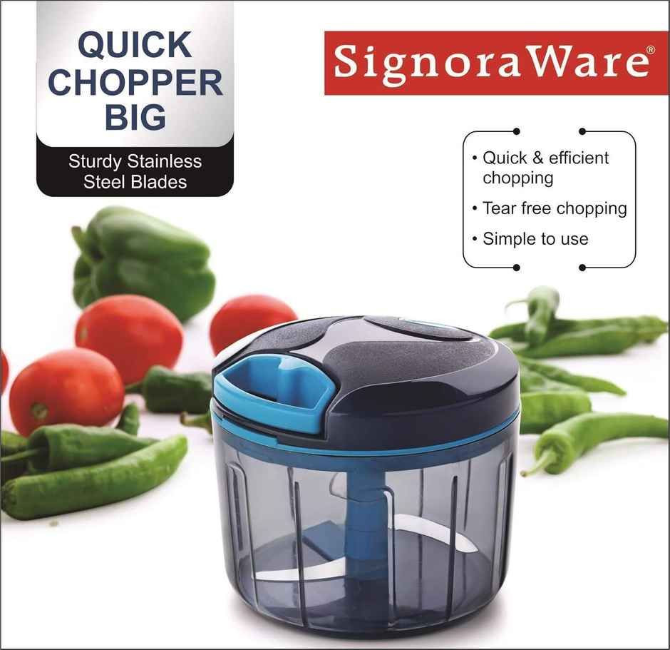 Signoraware Quick Chopper Big with 3 Steel Blades | 725 ml | Assorted