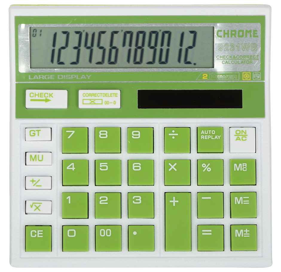 Chrome 9231W Check & Correct Basic 12 Digits Calculator.