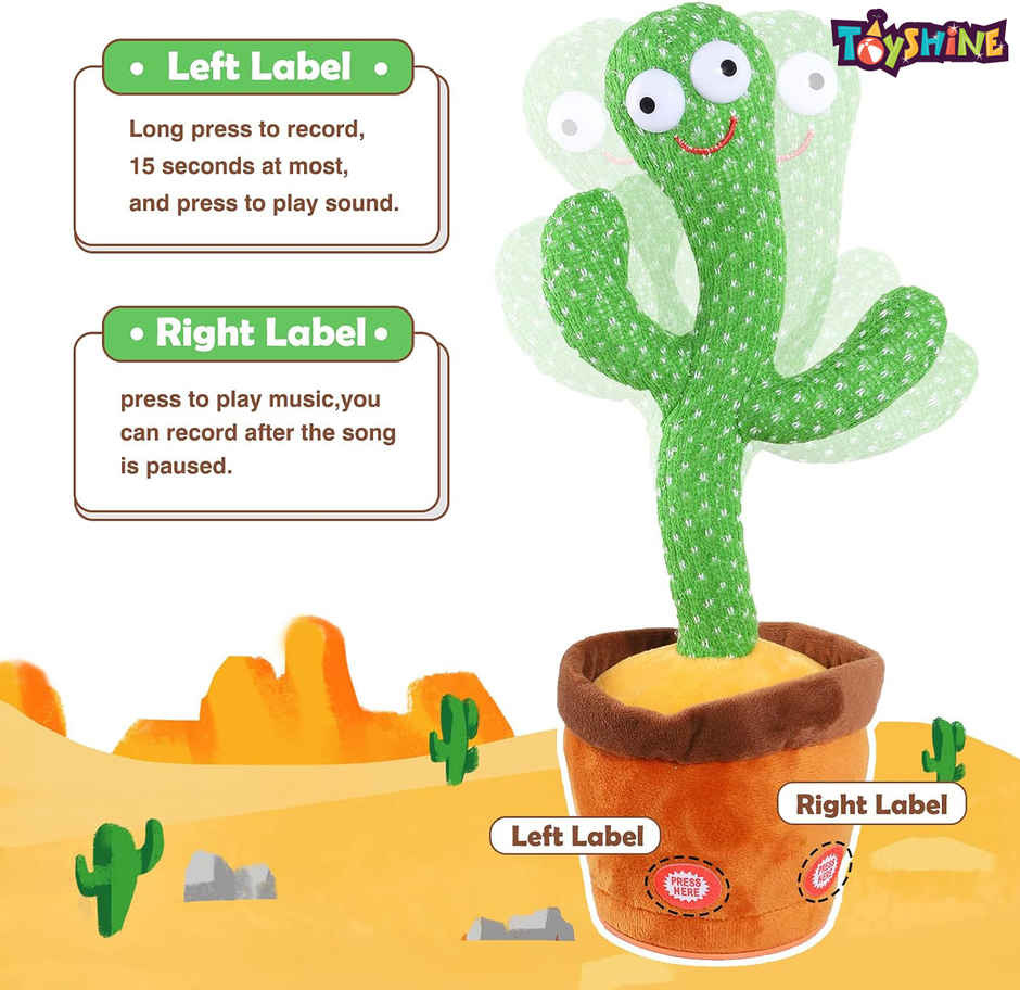 Toyshine Dancing Cactus Toy, Singing and Mimicking Toy with LED Lights