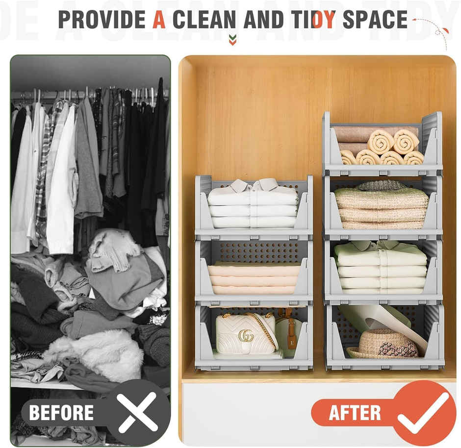 PrettyKrafts Foldable Wardrobe Clothes Organizer With 4 Shelves