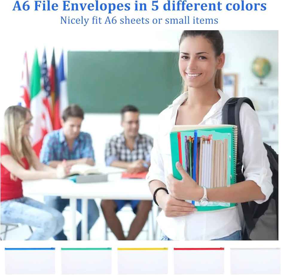 Saya A6 Zipper Bag PVC Transparent (Assorted) - Mini Makeup & Stationery Pouch