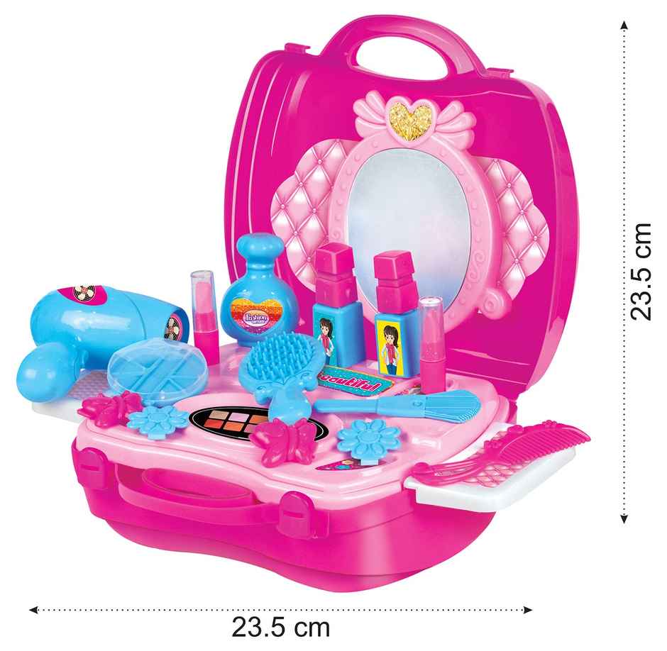 Kingdom Of Play Fashion Pretend Play Makeup Suitcase Beauty Kit And Cosmetic Toy Set For Kids