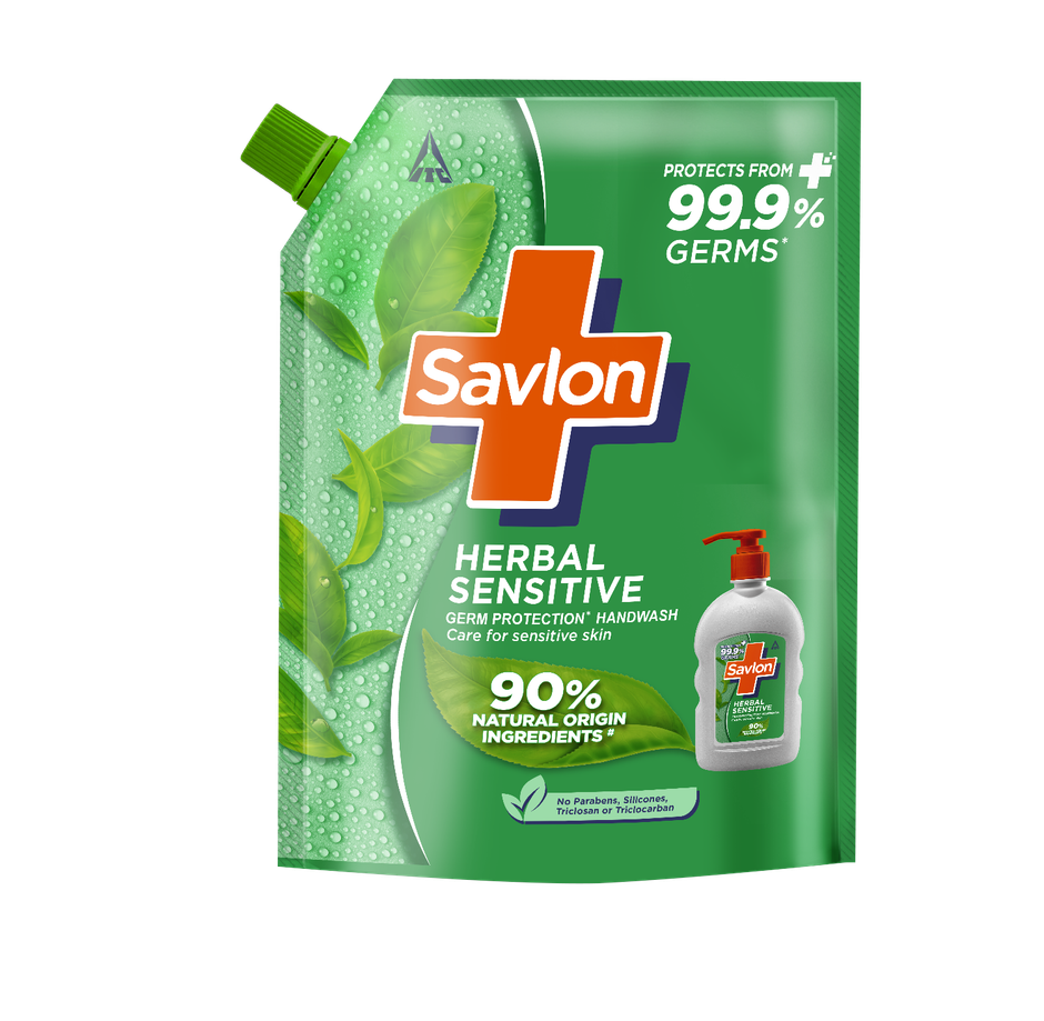 Savlon Herbal Sensitive Handwash Refill Pack 1.3L| Care for sensitive hands|Value Pack