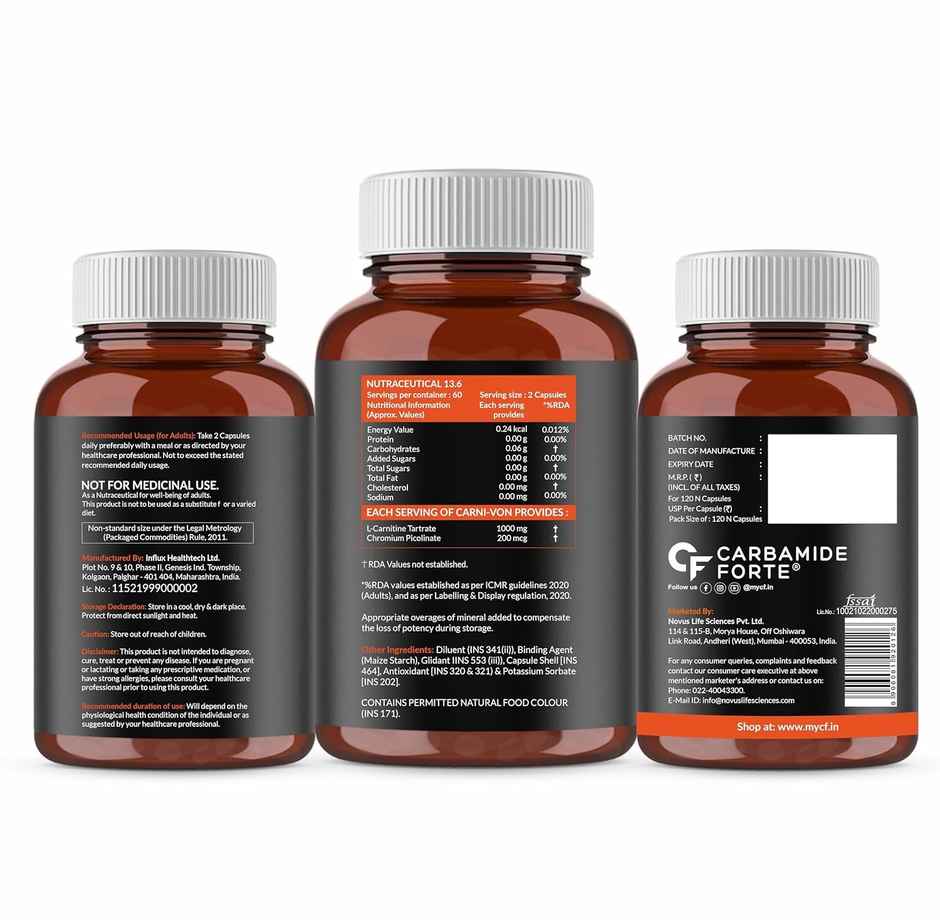 Carbamide Forte L carnitine Tablets For Men & Women | L-Carnitine Supplement To Support Energy