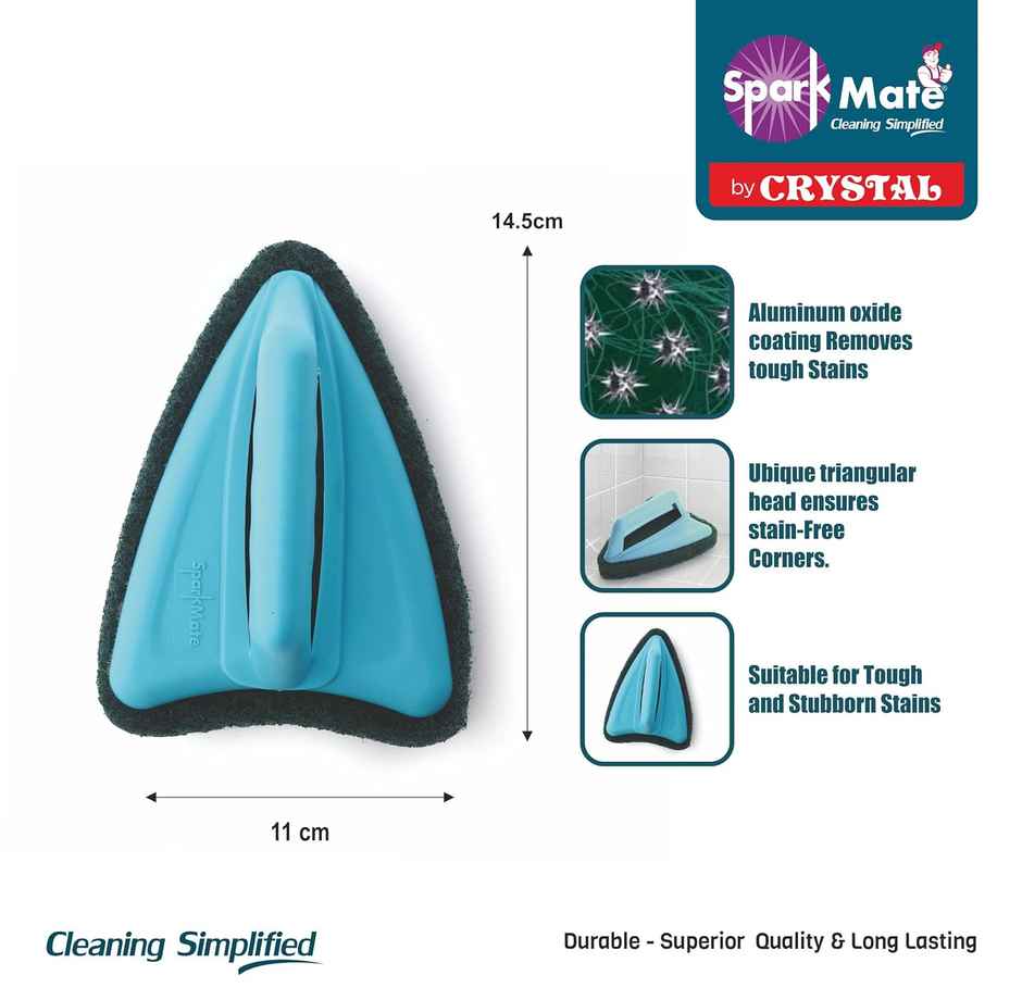 Sparkmate By Crystal Bathroom Brush With Abrasive Scrubber For Floor Tile Cleaning (Colour May Vary)