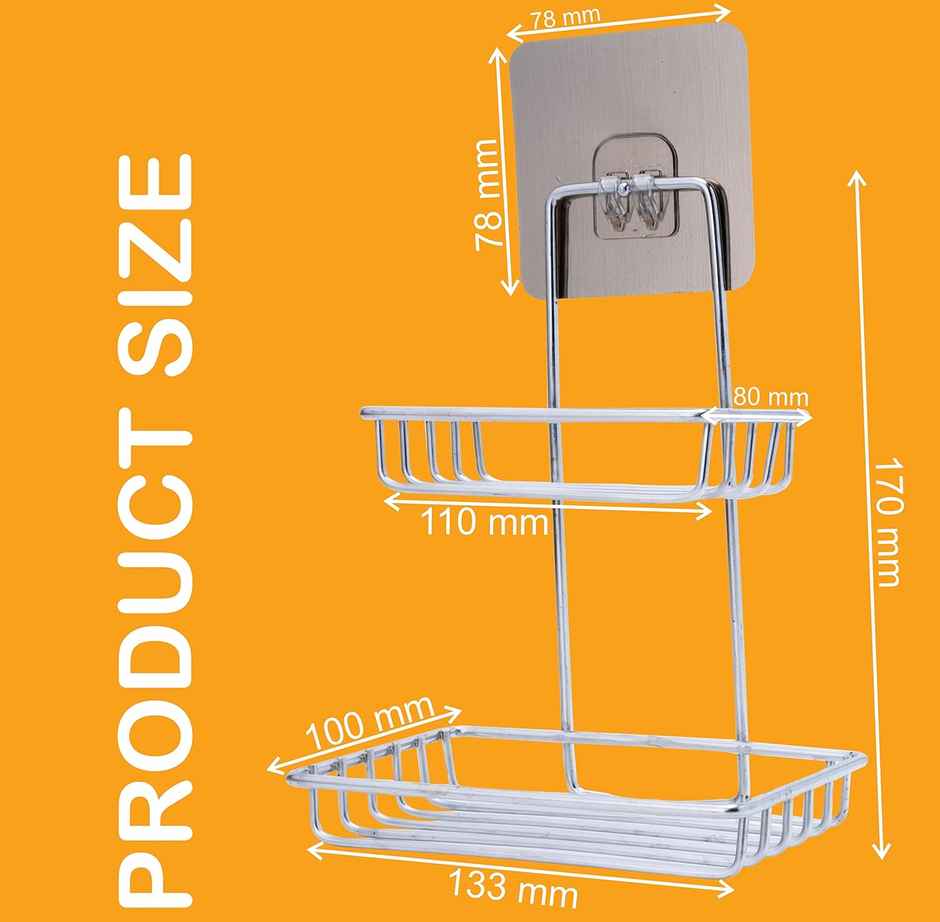 Zedak 2-in-1 Self Adhiesive Bathroom Steel Soap Case/ Holder