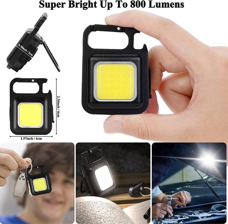 DesiDiya 800 Lumen Rechargeable Cob Keychain Work Light With 3 Lighting Modes