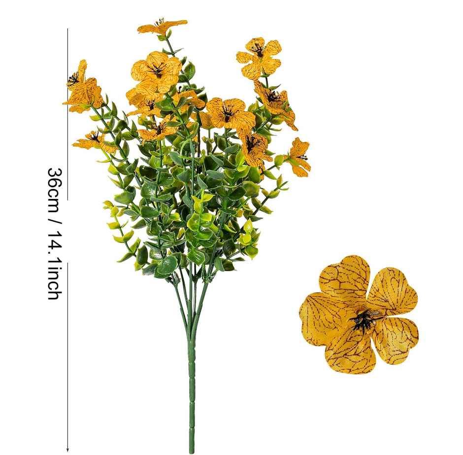 TIED RIBBONS Artificial Eucalyptus Flower Bunch | Yellow - 14.1 in