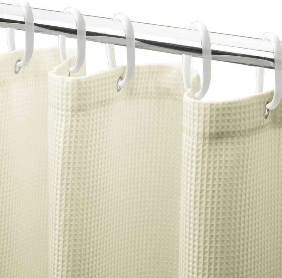 Lushomes Shower Curtain - Cream | Waffle Weave | 12 Rust Eyelets | 12 Plastic Rings | 72 x 78 inch