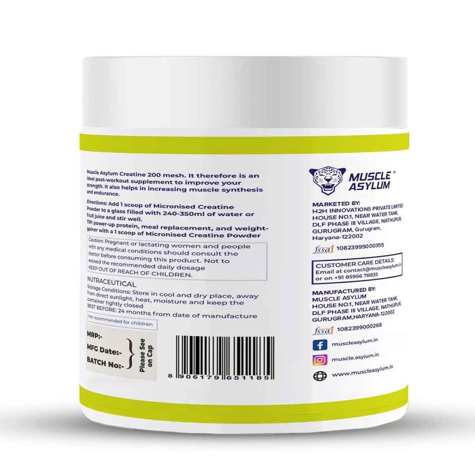 Muscle Asylum Micronized Creatine Monohydrate Powder 33 Serving Creatin - Unflavoured