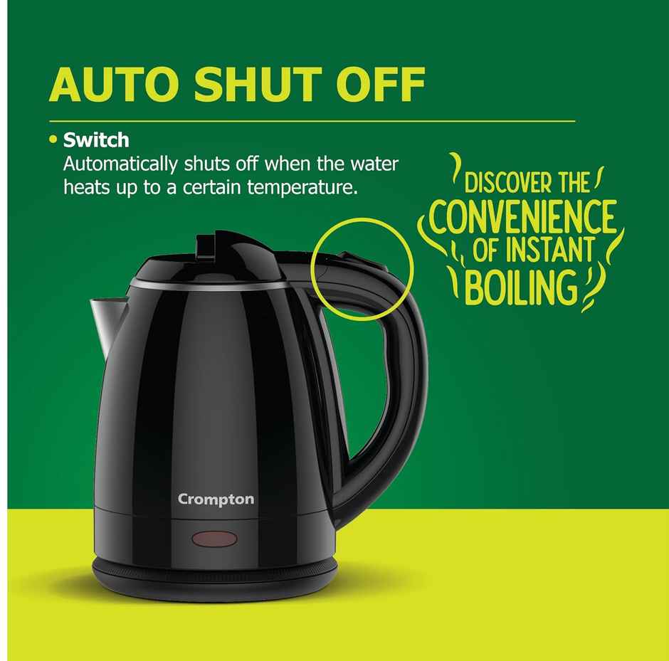 Crompton Activ Hot 1.5 Litres Cool Touch Electric Kettle (Black)