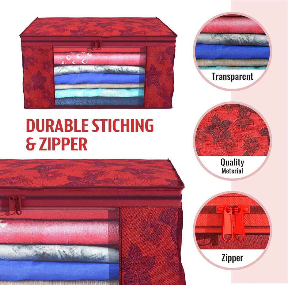 Woven | Saree Organiser Bag | Red