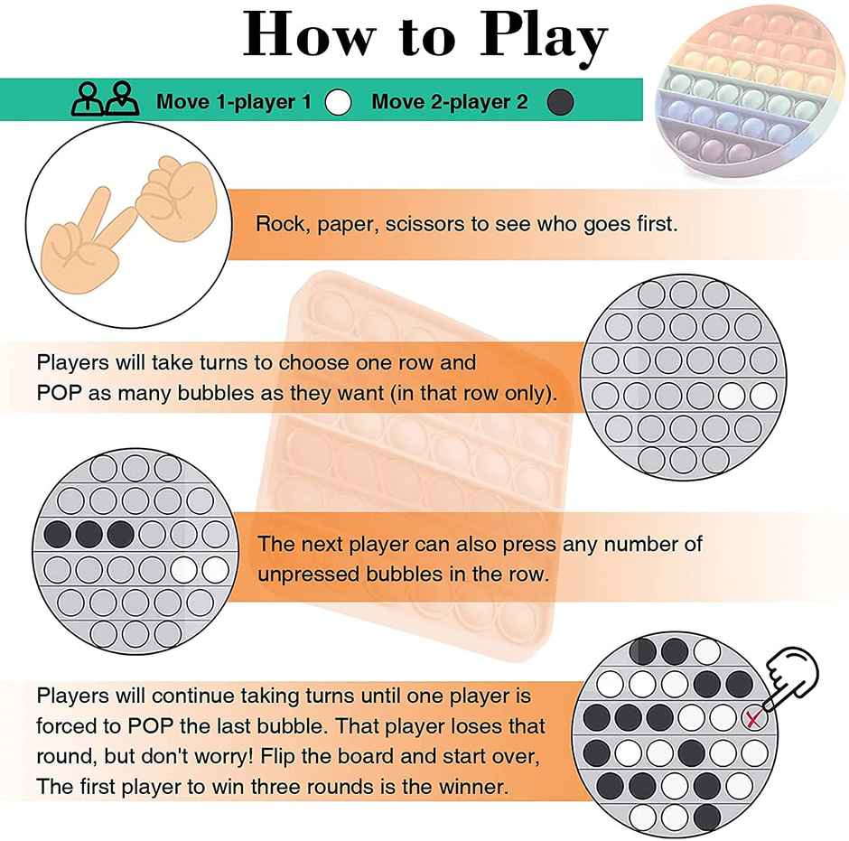 Toyshine Popping Pack of 4- Circle,Square,Octagon,Curve Square,BPA Free Silicone,Stress Reliever