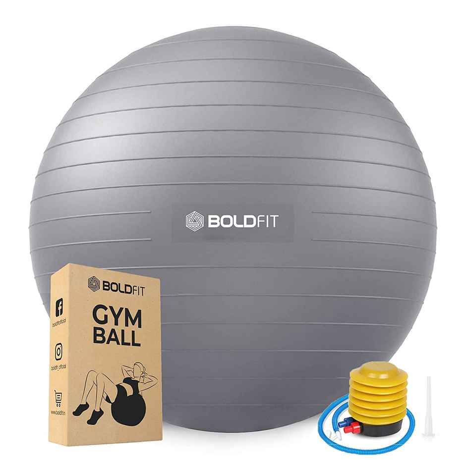 Boldfit Gym Ball For Exercise 75 cm Exercise Ball With Foot Pump-Grey