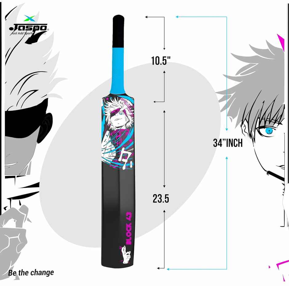 Jaspo Anime Bat Premium Tennis Plastic Cricket Full Size Bat (34 x 4.5 Inch) - Bat Only, Anime