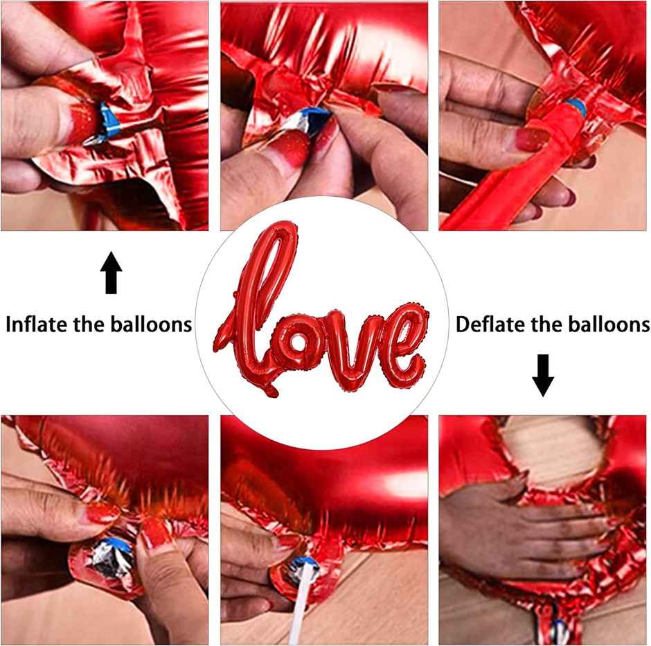 Red & Pink Love Foil Balloons for Decoration | Pack of 21 | Party Propz