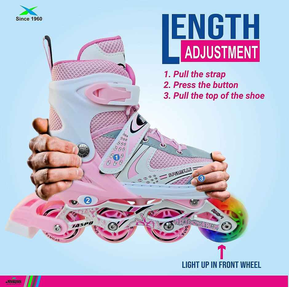 Jaspo Sparkle Adjustable Inline Skates With Front Light Up Wheels