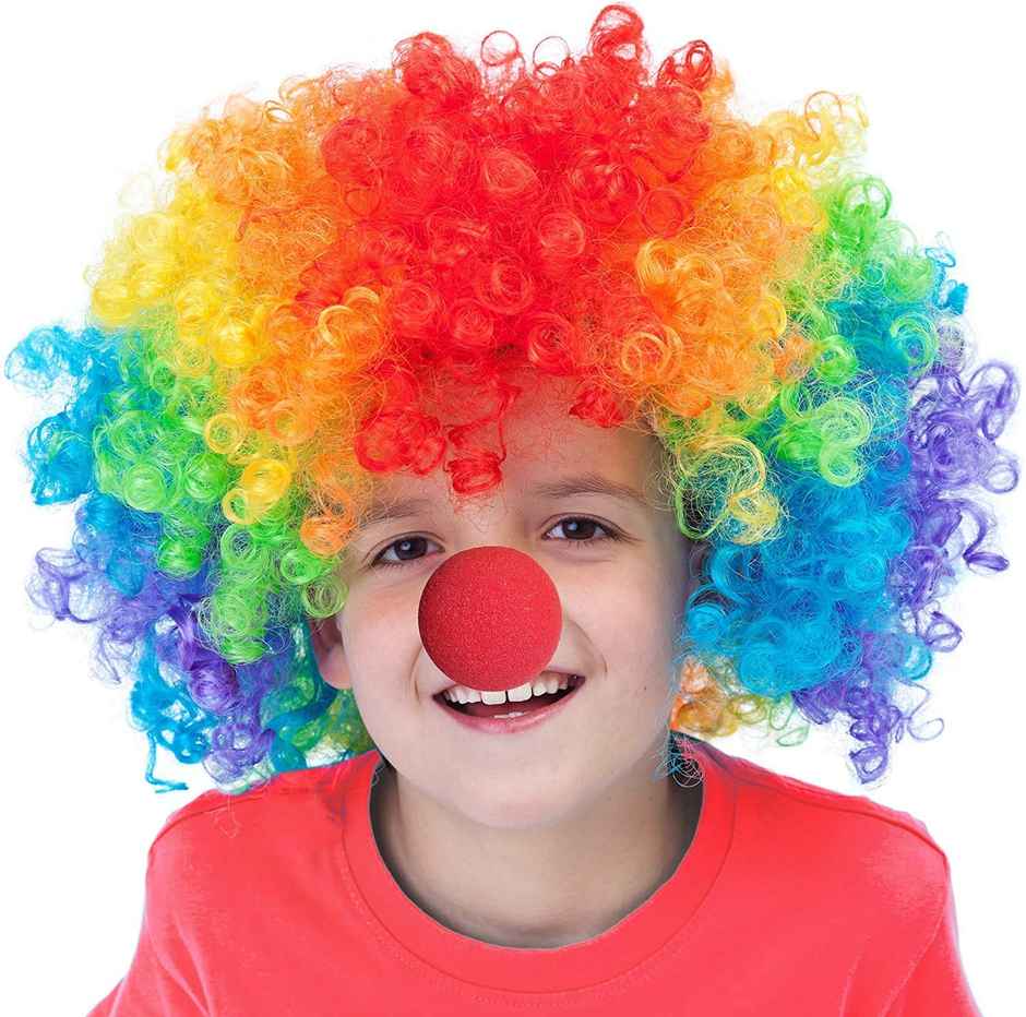 Toyshine Funny Clown Curly Afro Rainbow Wig Disco Theme For Youth Adult Women Halloween Costume