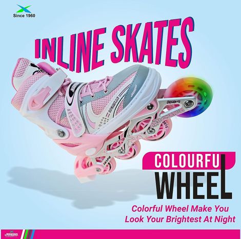 Jaspo Sparkle Adjustable Inline Skates With Front Light Up Wheels