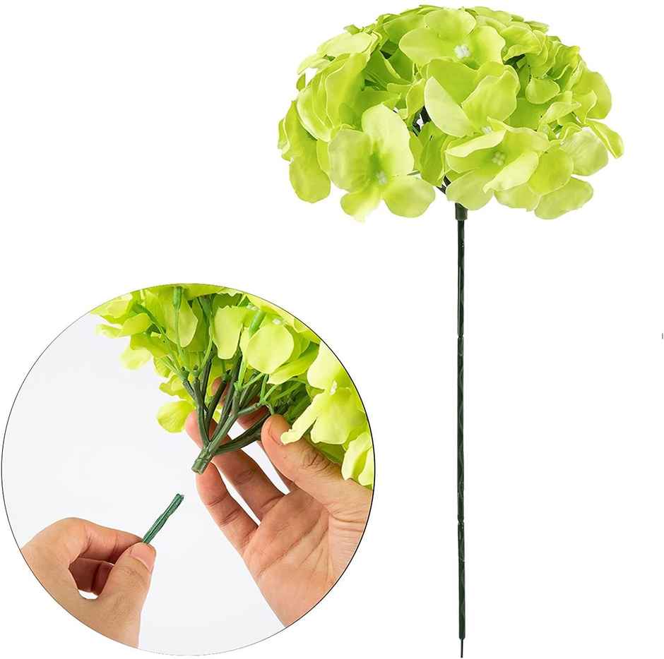 Well Art Gallery Artificial Hydrangea Flowers Silk Flowers Home Wedding Decor | Pack Of 5 | Green