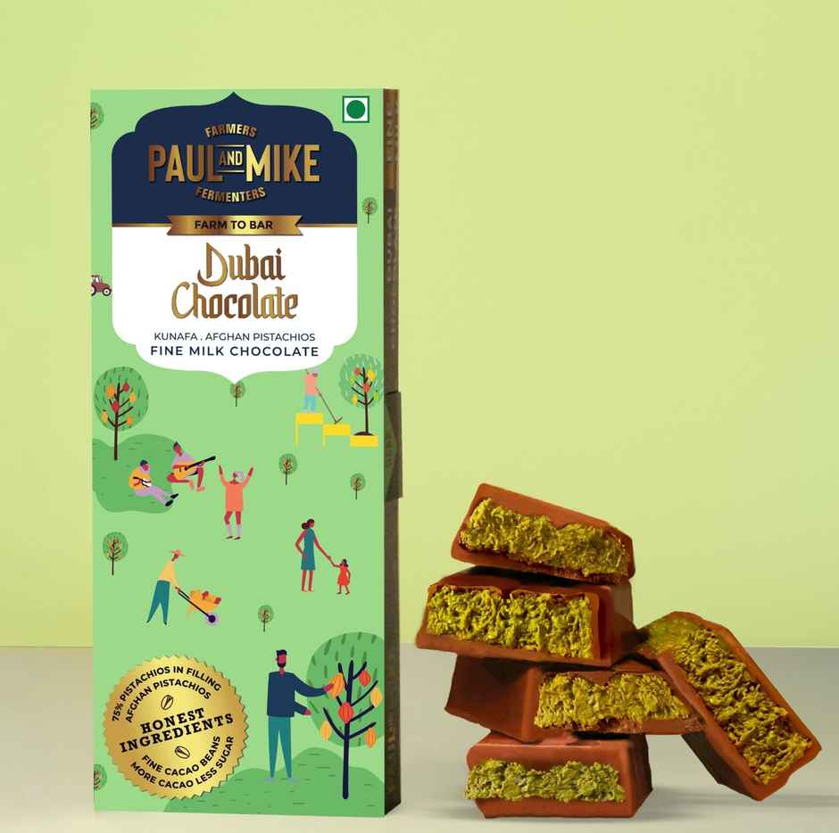 Paul And Mike Dubai Kunafa Chocolate with Afghan Pistachios