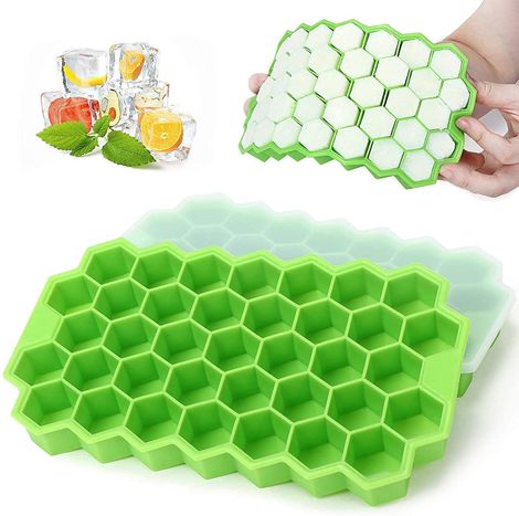 Clazkit Flexible Silicone Honeycomb 37 Cavity Ice Cube Tray Color May Vary-Pack of 2