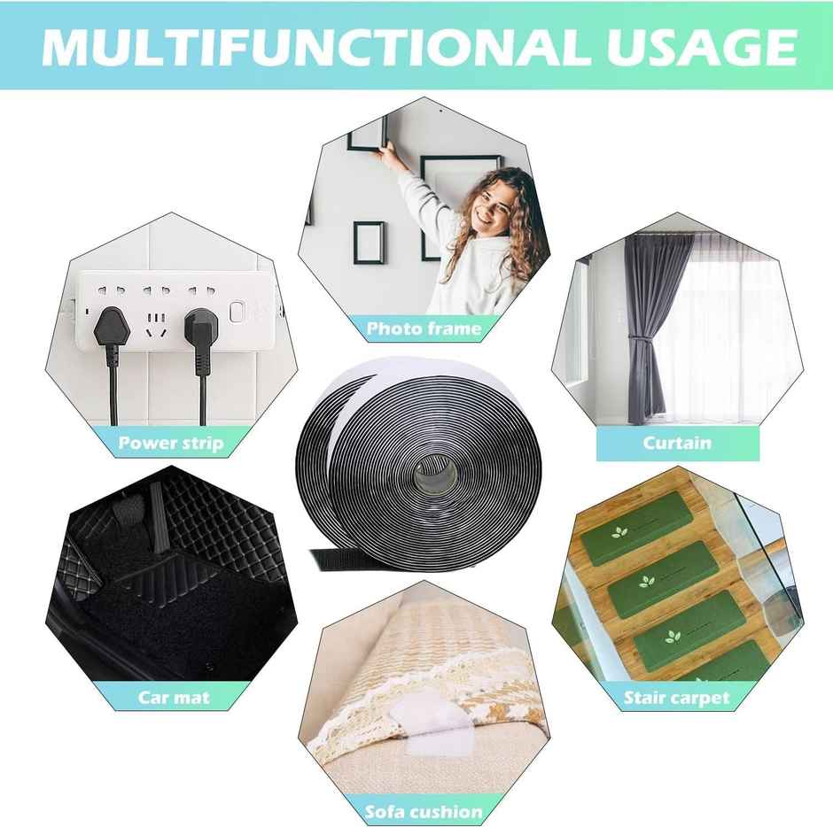 DALUCI Self-Adhesive Hook and Loop Tape | Multipurpose Velcro Tape for Wall Hanging - 5 m