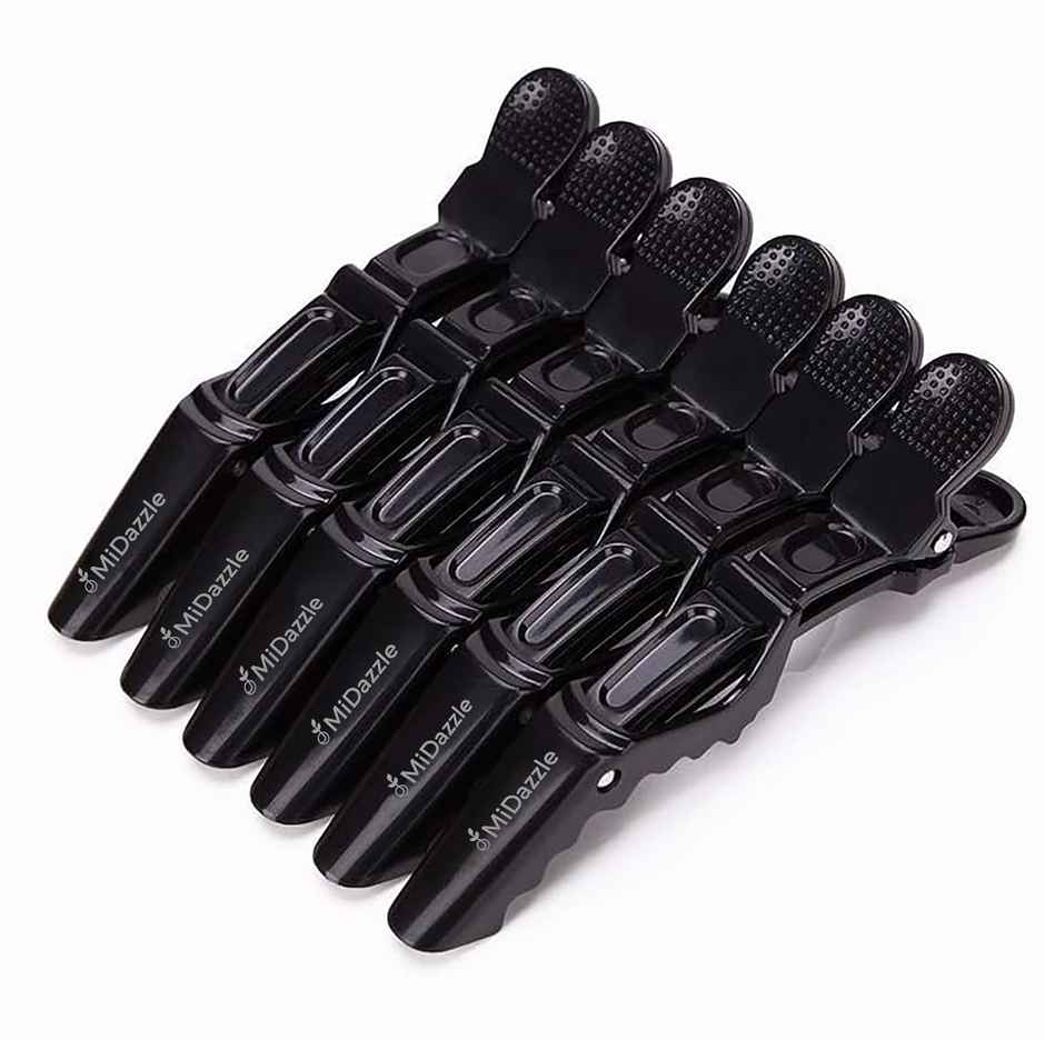 Midazzle Professional Hair Sectioning Crocodile Clips, Black|MIHA6302