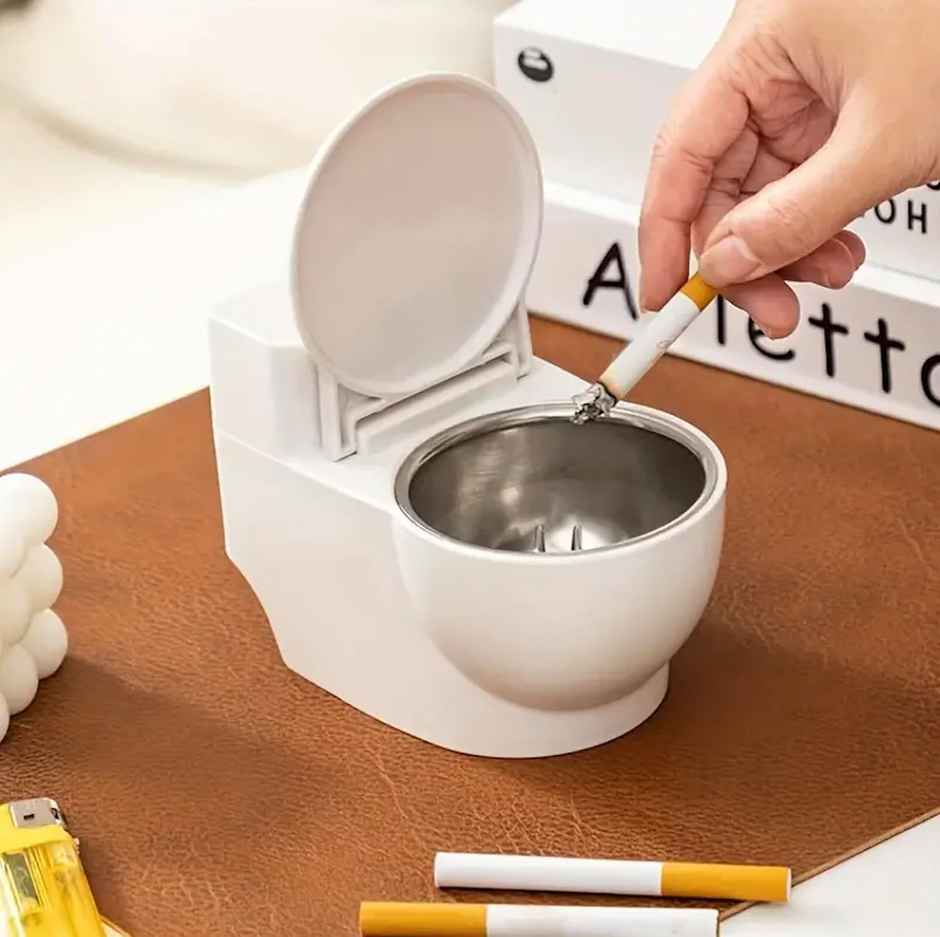 Desidiya Ceramic Black Toilet Ashtray, Stylish Cigarette Holder For Bathroom