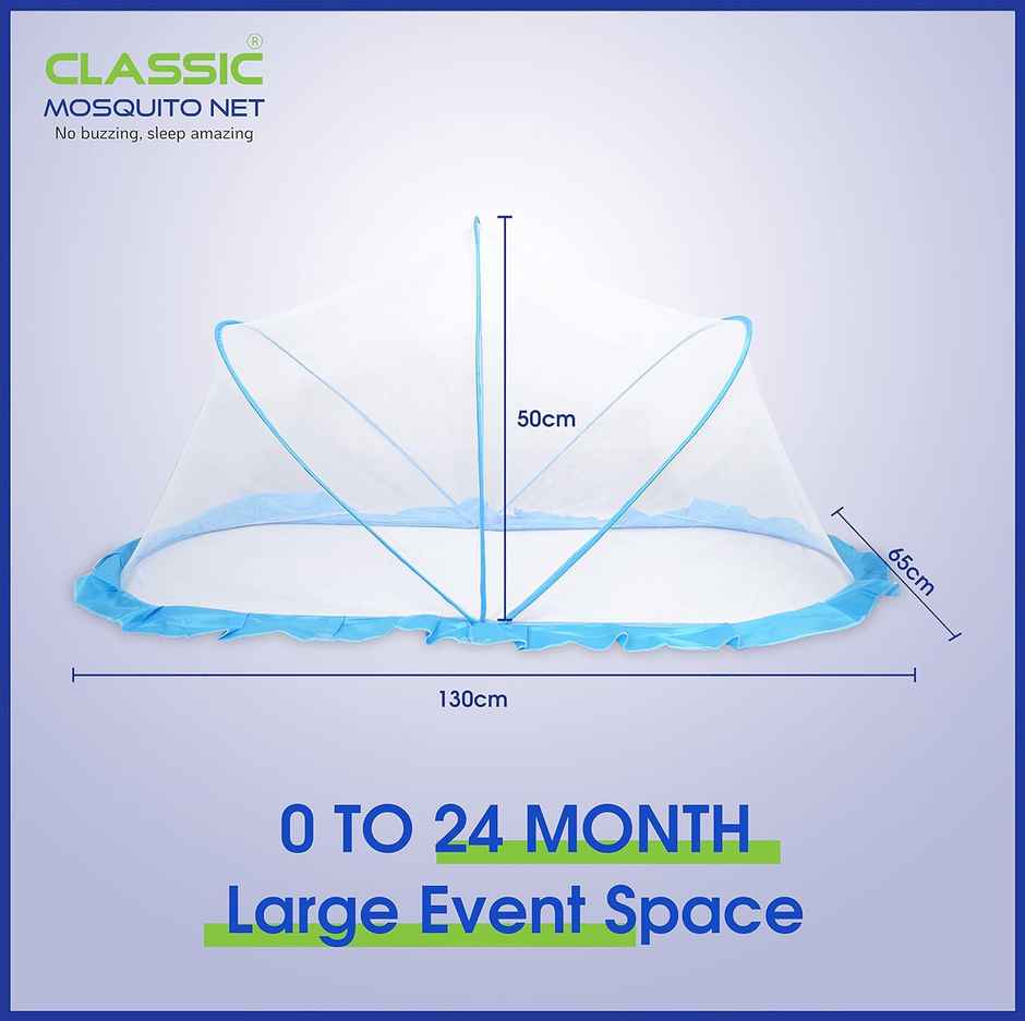 Classic Mosquito Net Baby Mosquito Net, 135Cmx65Cmx65Cm (0 To 24 Months) - Blue