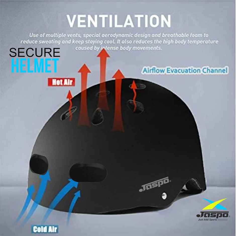 Jaspo Secure Sports Helmet For Cycling, Skating, Skateboarding (L, Black Matte)