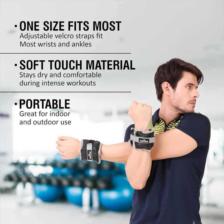 Vector X Aw-10 Pair of Ankle/Wrist Ankle | Resistance Exercise | Fitness Band | Polyester | 1 Kg