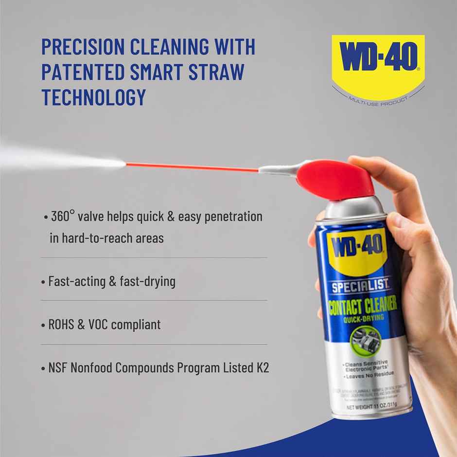 WD 40 Specialist Contact Cleaner 400ml | Cleans Electrical Parts, Oil, Moisture & Leaves No Residue