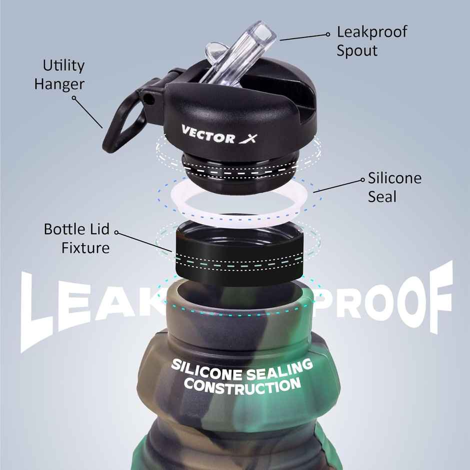 Vector X Flexible Portable Water Bottle | Flip Top Lid | Travel & Hiking | 500 ml
