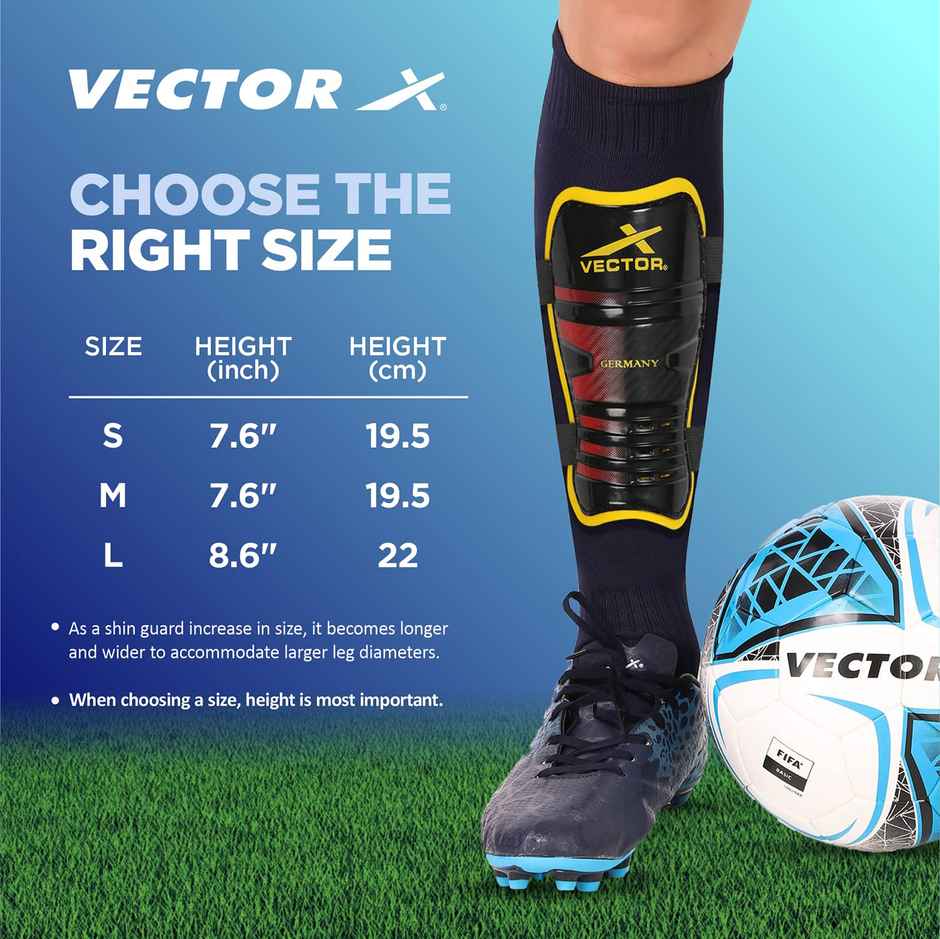 Vector X Germany Shin Guards Soccer With Adjustable Straps For Boys Girls Teenagers L