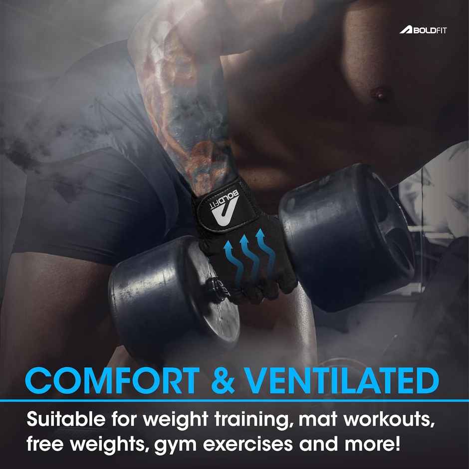 BOLDFIT Unisex Gym Gloves | Wrist Support - S