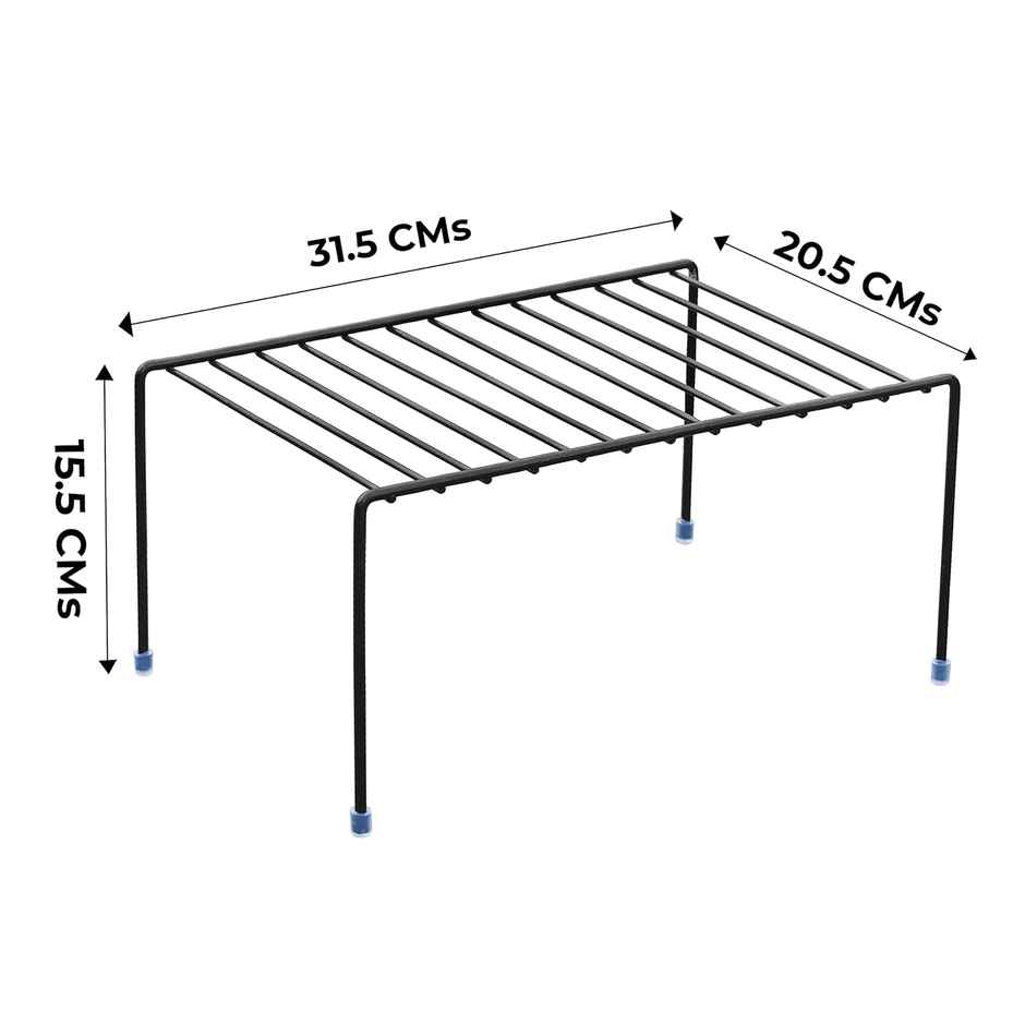 Plantex Stainless Steel Kitchen Storage Rack Plate Stand for Cabinet - Black Finish